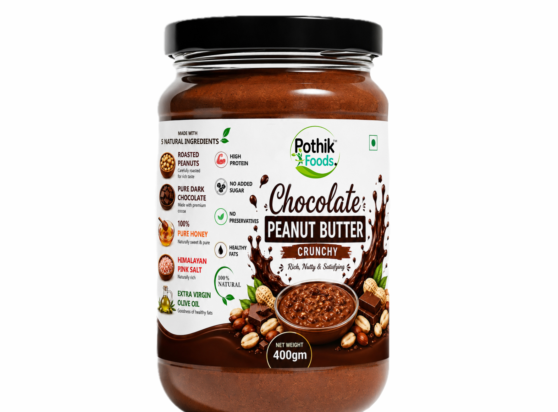 Chocolate Creamy + Crunchy Peanut Butter 800gm