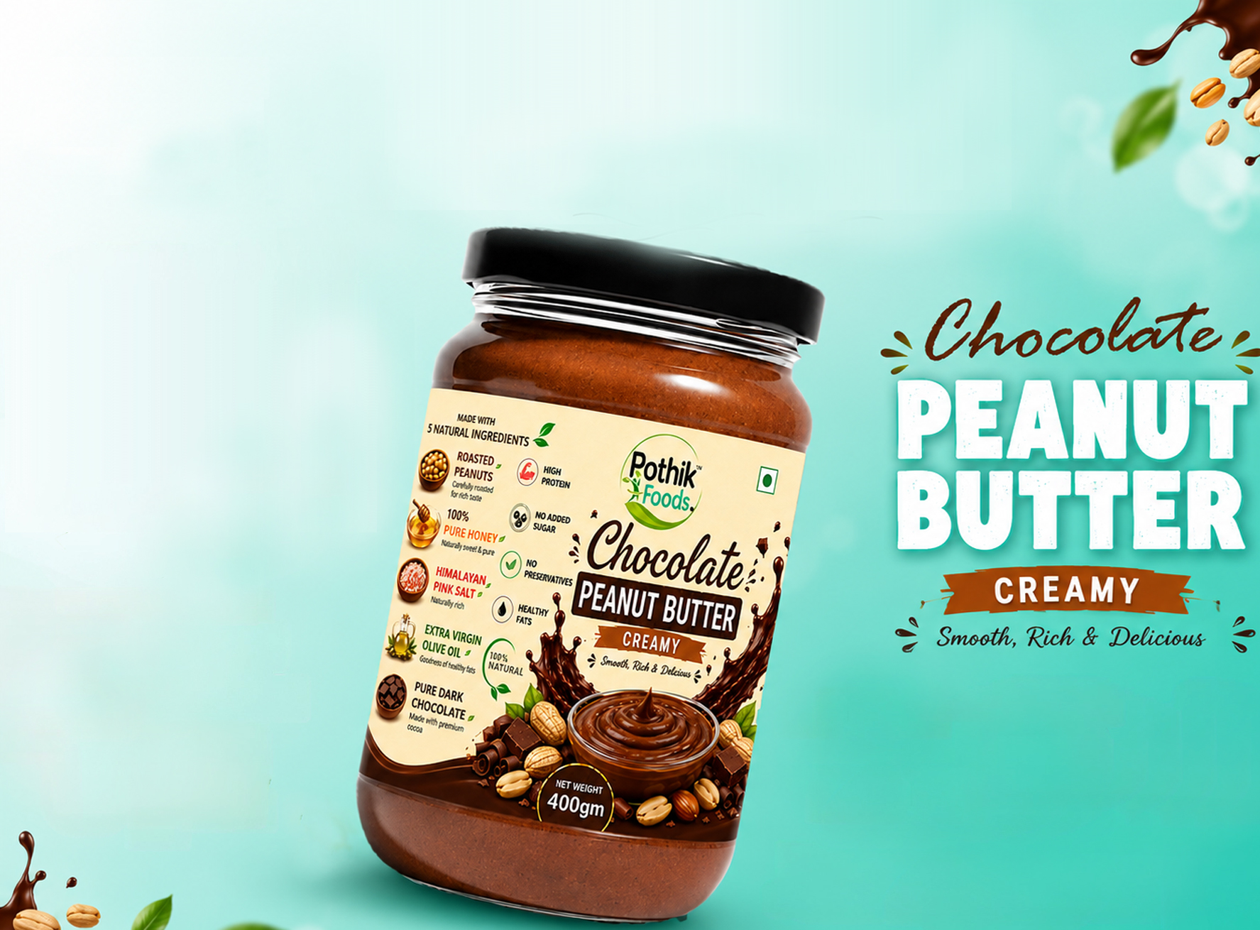 Chocolate Creamy + Crunchy Peanut Butter 800gm